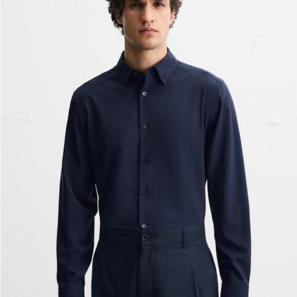 Zara Slim Navy Men Dress Shirt  Stretch